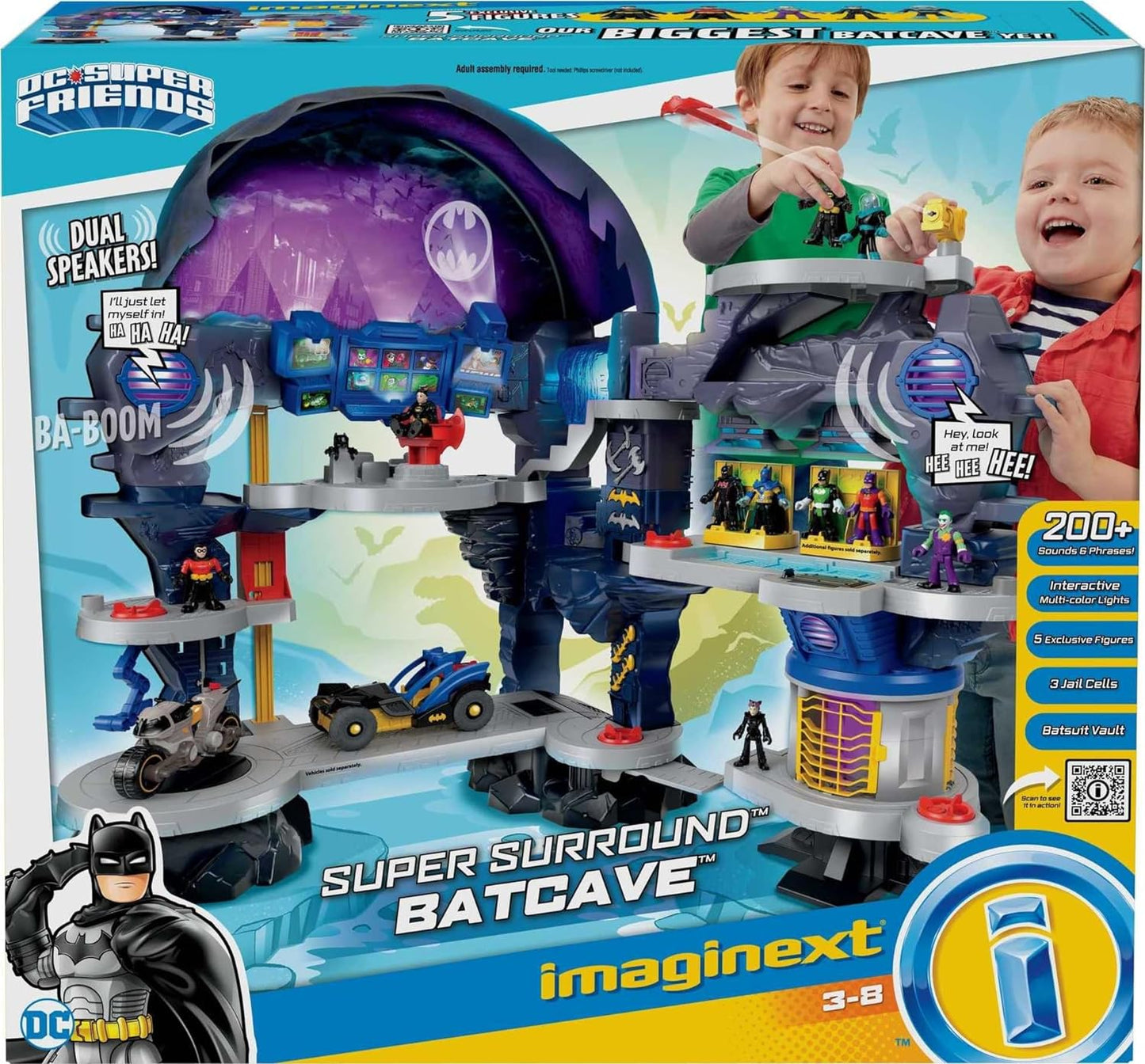Fisher-Price Imaginext DC Super Friends Batman Playset Super Surround Batcave with Lights Sounds
