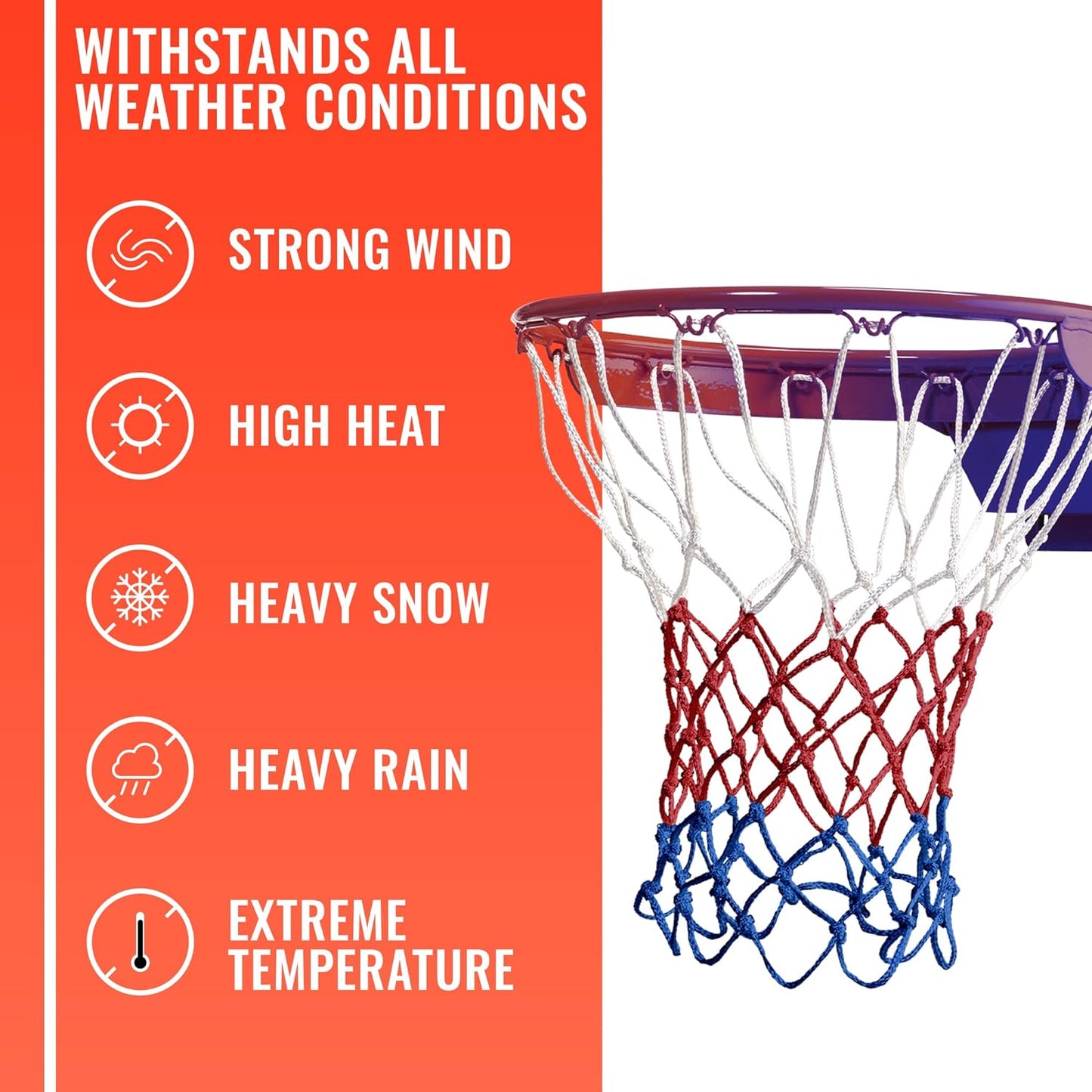 Ultra Sporting Goods Heavy Duty Basketball Net Replacement - All Weather Anti Whip, Fits Standard Indoor or Outdoor Rims - 12 Loops