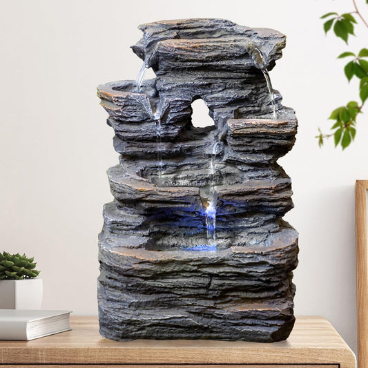 Ferrisland 5-Tier Cascading Tabletop Fountain with LED Lights