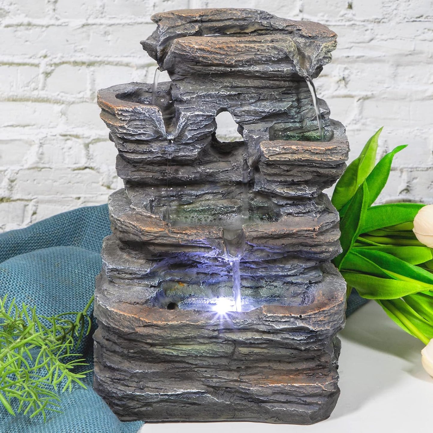 Ferrisland 5-Tier Cascading Tabletop Fountain with LED Lights