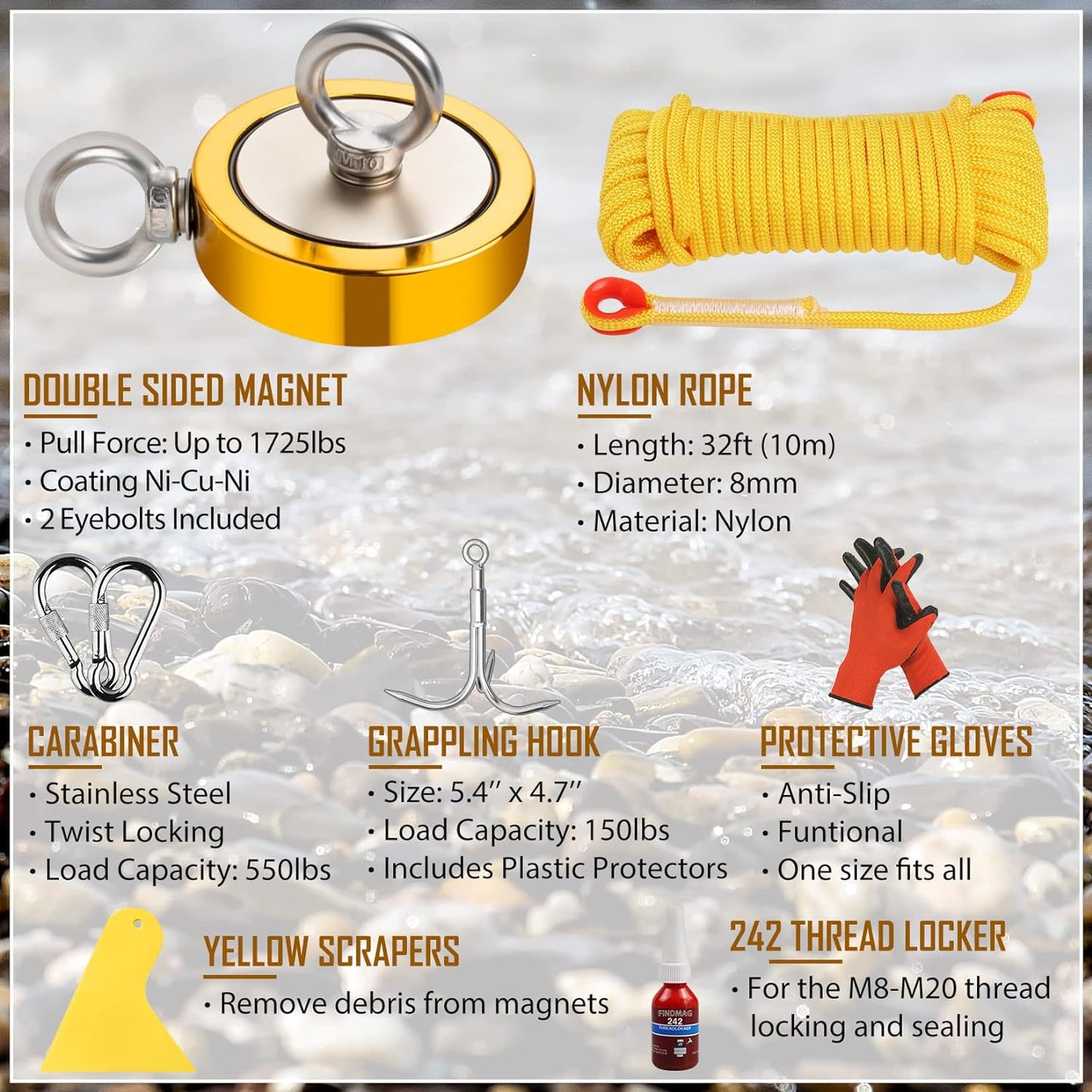 Magnets Fishing Kit Fishing Kit for Magnetic Fishing and Retrieving Items in River, Lake