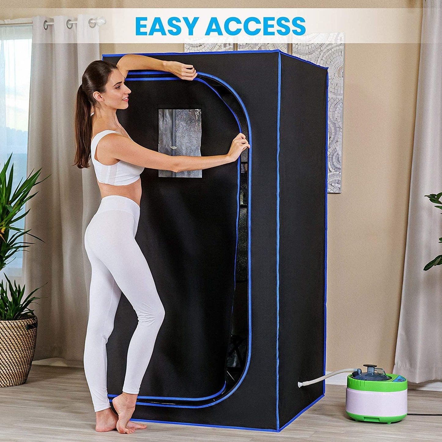 SereneLife Full Size Portable Steam Sauna –Personal Home Spa, with Remote Control, Foldable Chair, Timer