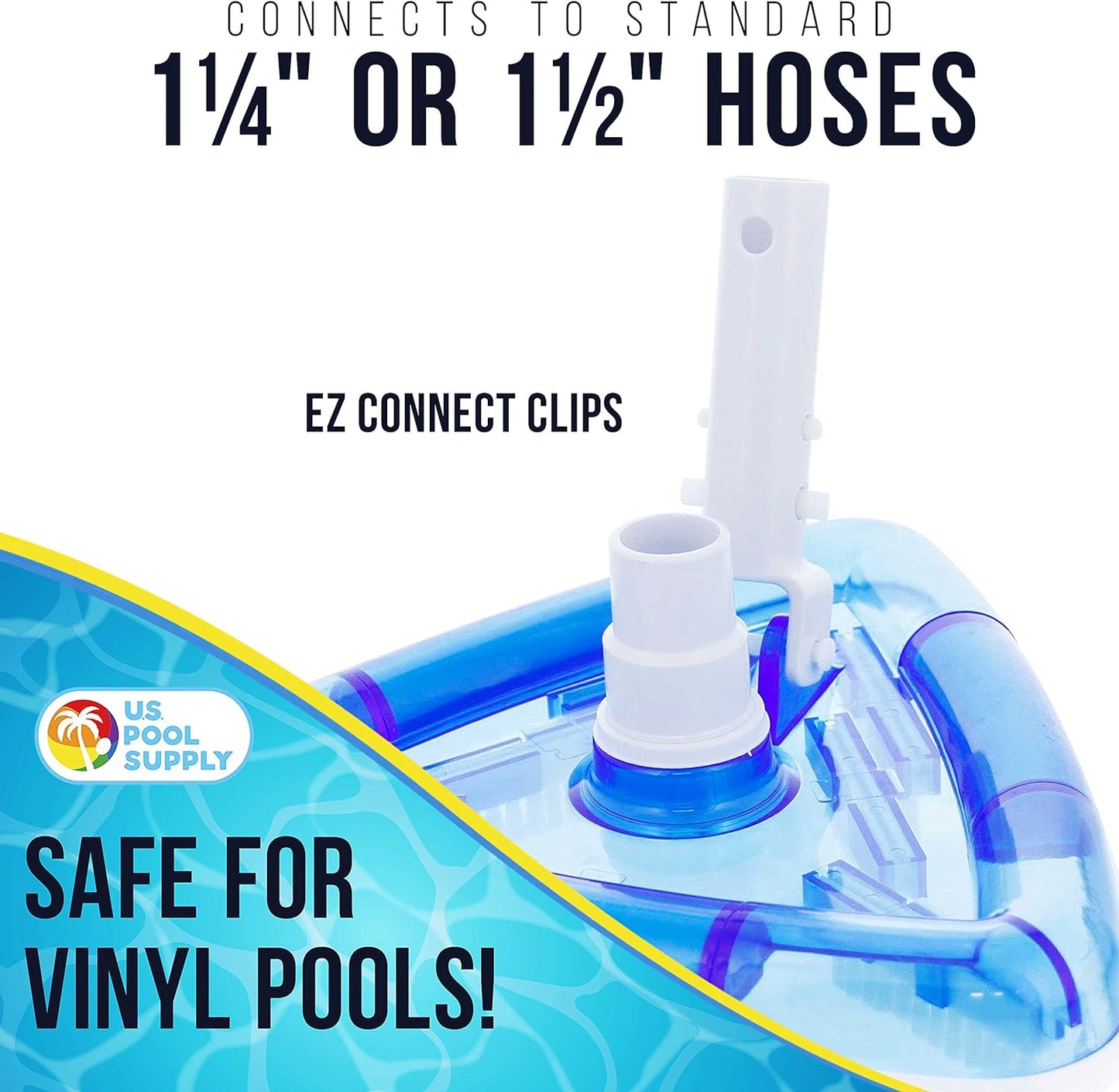 U.S. Pool Supply Weighted Transparent Triangular Pool Vacuum Head with Swivel Hose Connection and EZ Clip Handle