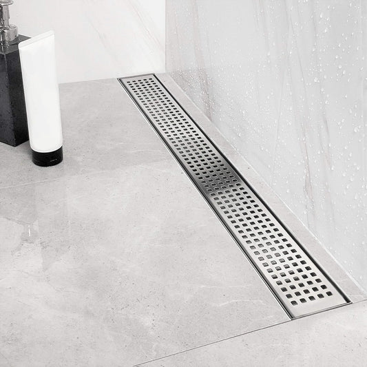 Neodrain 40-Inch Linear Shower Drain with Removable Quadrato Pattern Grate