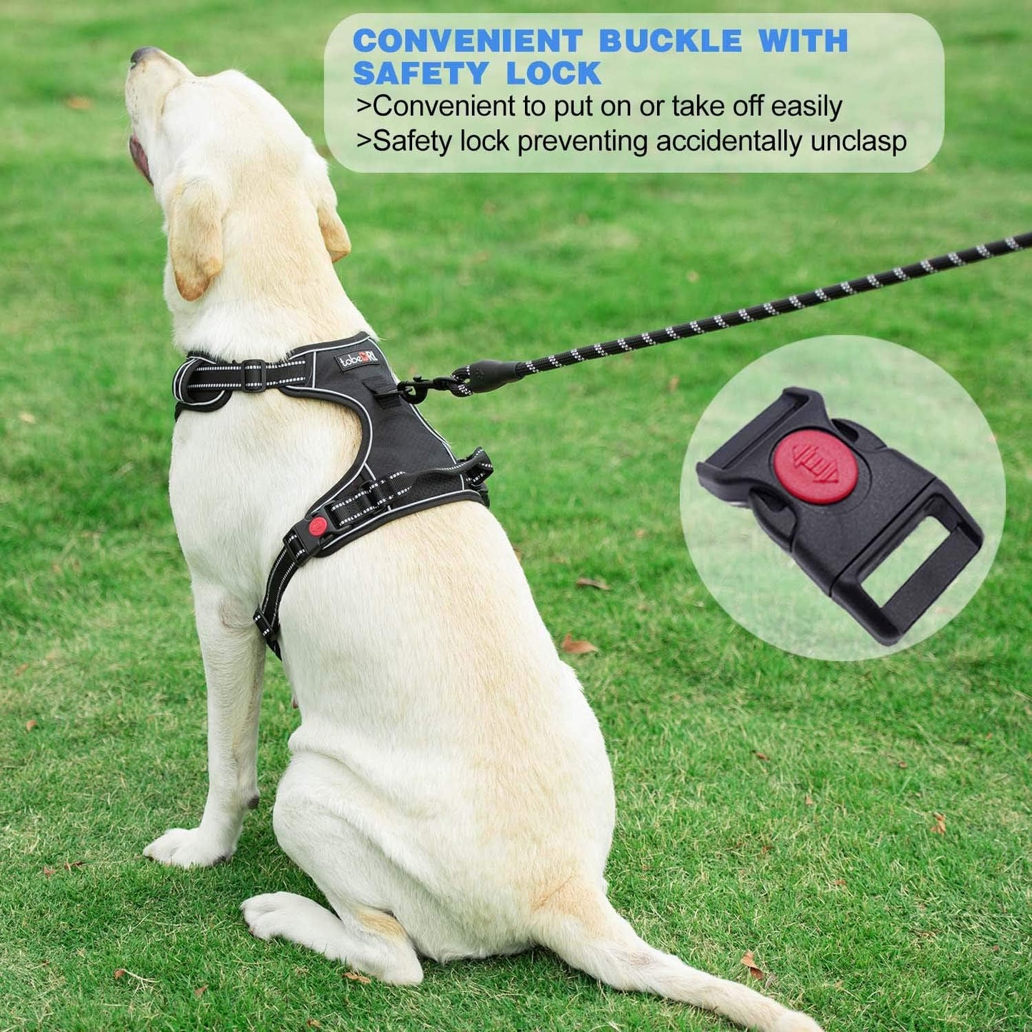 tobeDRI No Pull Dog Harness Adjustable Reflective Oxford Easy Control