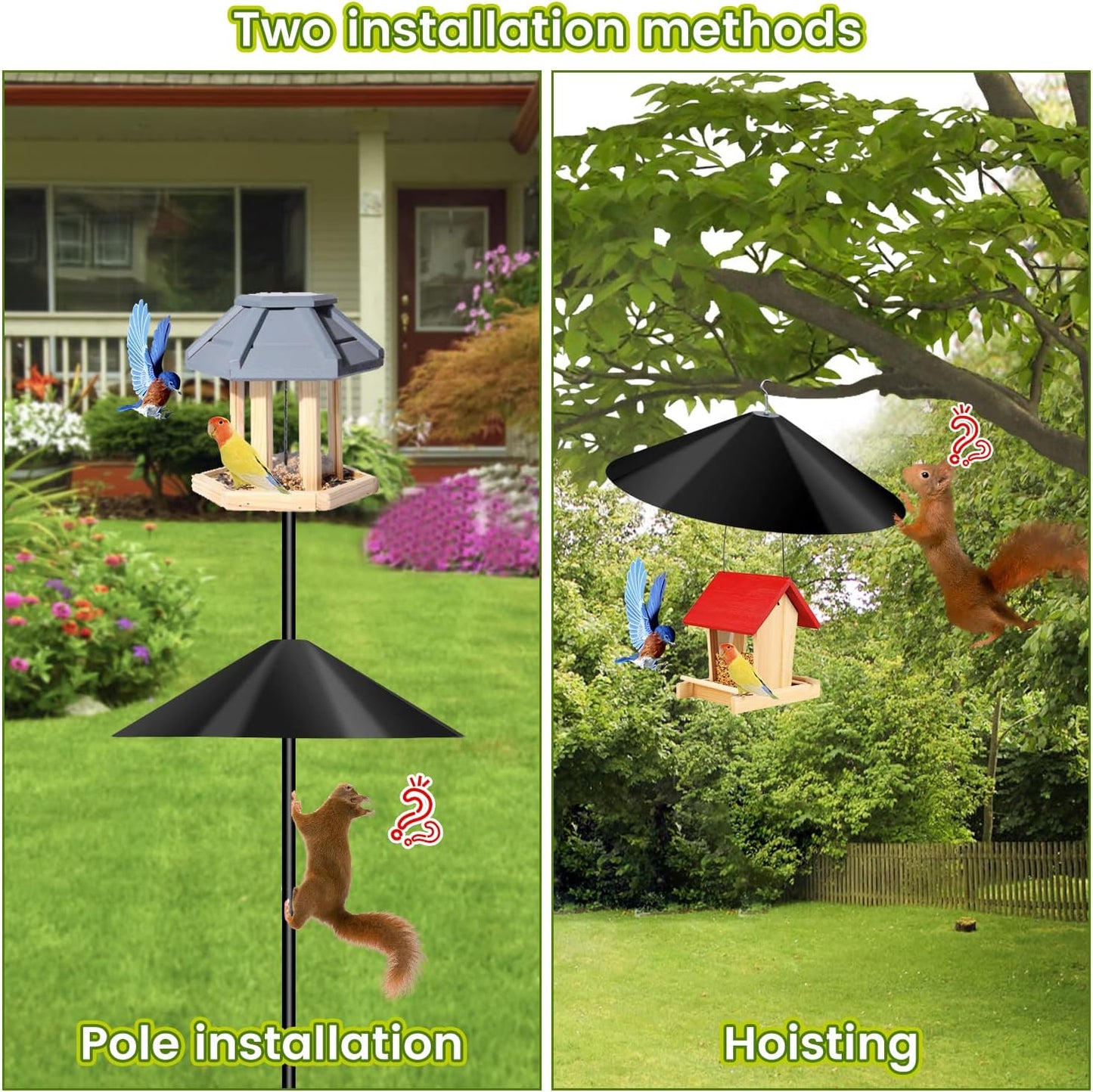 24-inch Large Outdoor Squirrel Baffles for Bird Feeders Pole and Hanging
