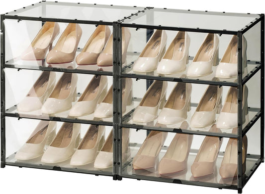 FIDUCIAL HOME 12 Pairs High Clear Shoe Storage Box