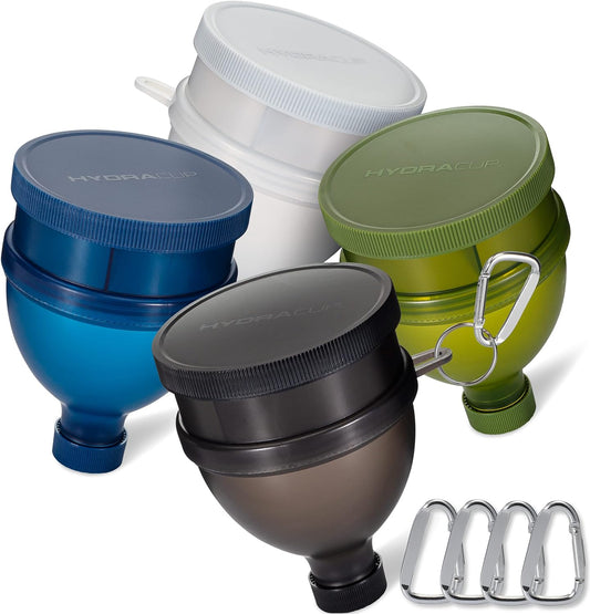 Hydra Cup [4 Pack] - Protein Powder Funnel & Three Compartment Pill Storage