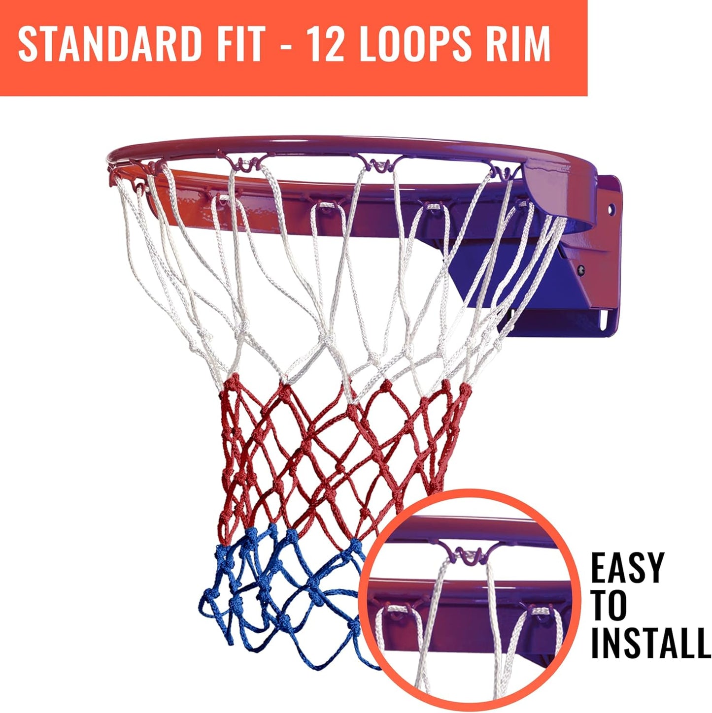 Ultra Sporting Goods Heavy Duty Basketball Net Replacement - All Weather Anti Whip, Fits Standard Indoor or Outdoor Rims - 12 Loops