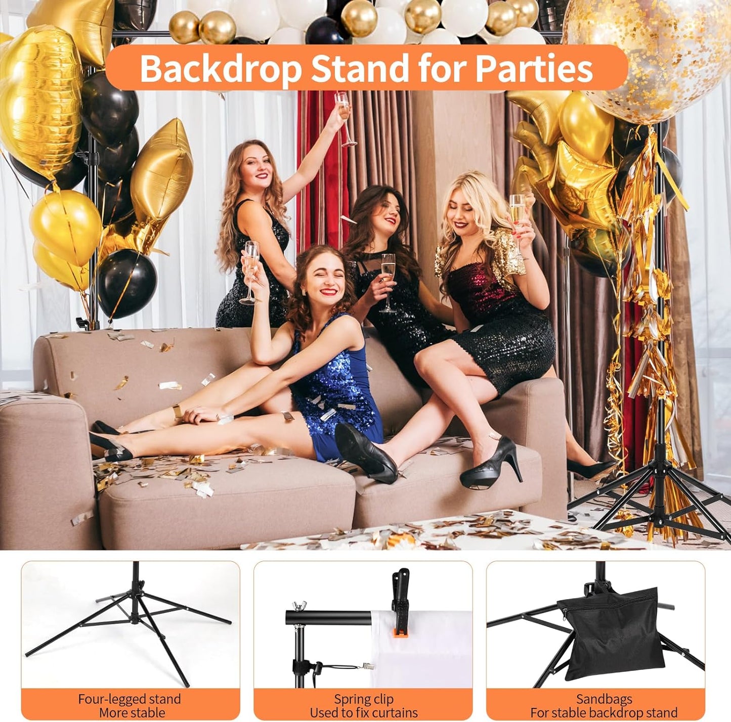 Backdrop Stand 8.5x10ft, Photo Video Studio Adjustable Backdrop Stand
