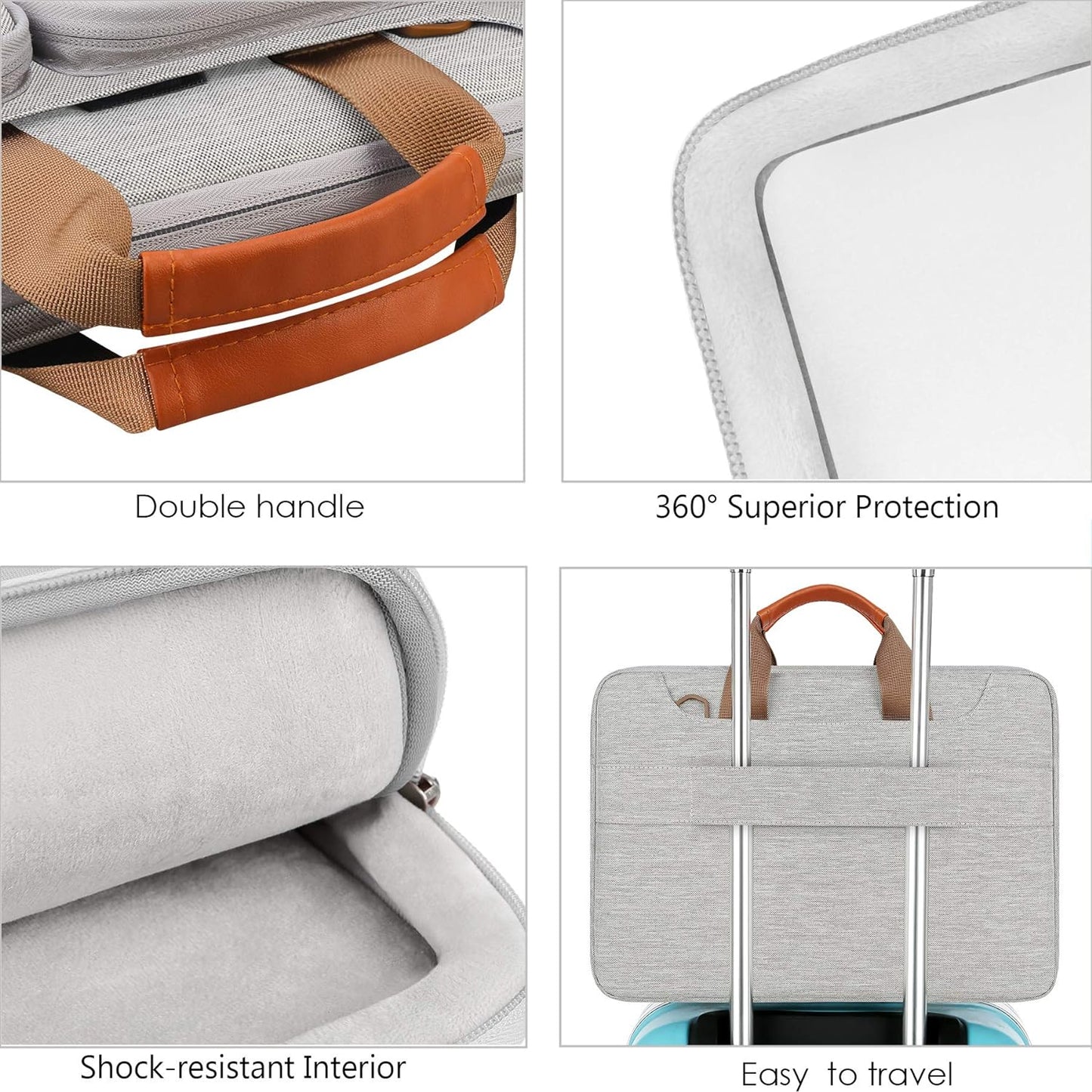 Lacdo 360° Protective Laptop Shoulder Bag, 15-15.6 inch Laptop Sleeve Case