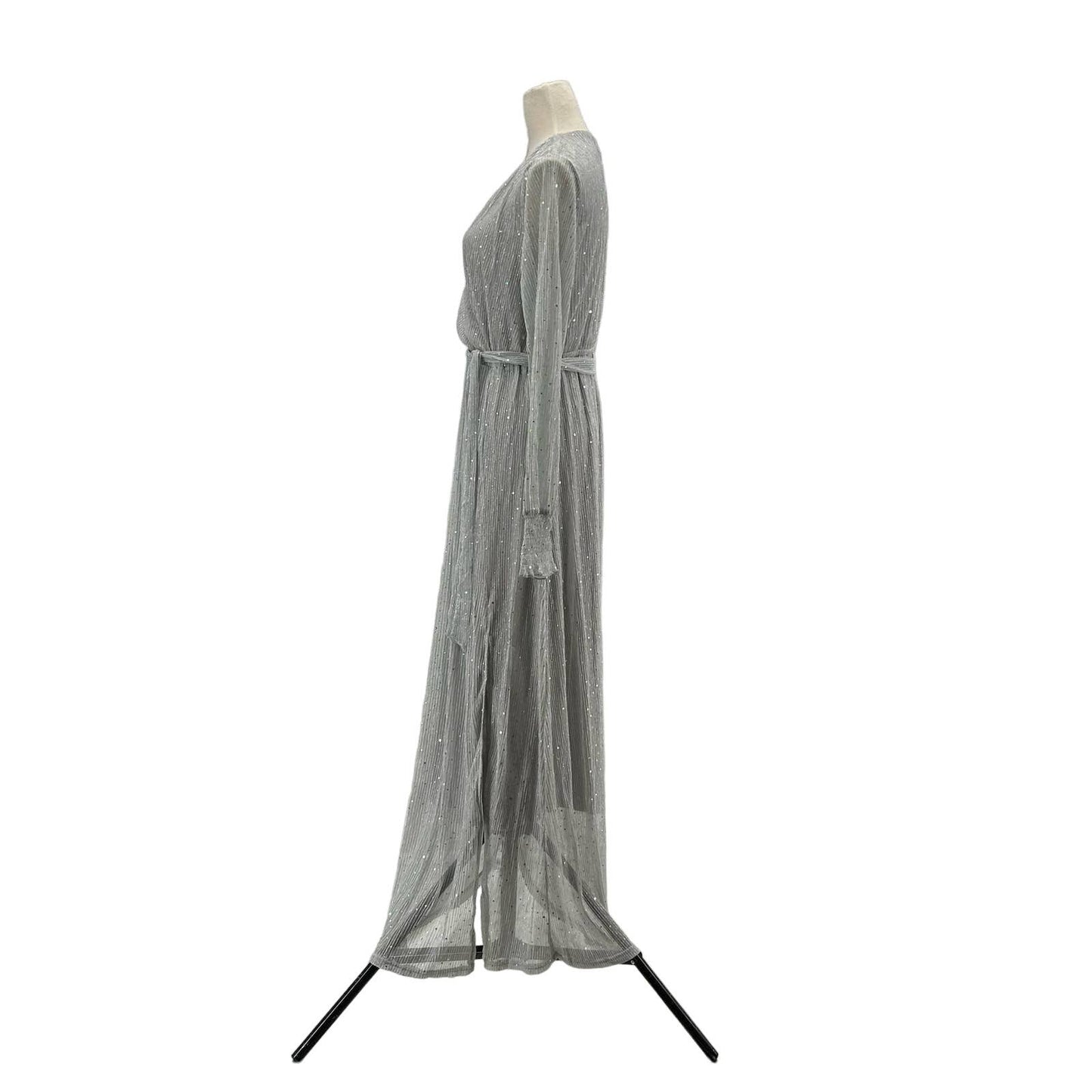 Maxi Dress Silver with Crystal AB Rhinestones Large