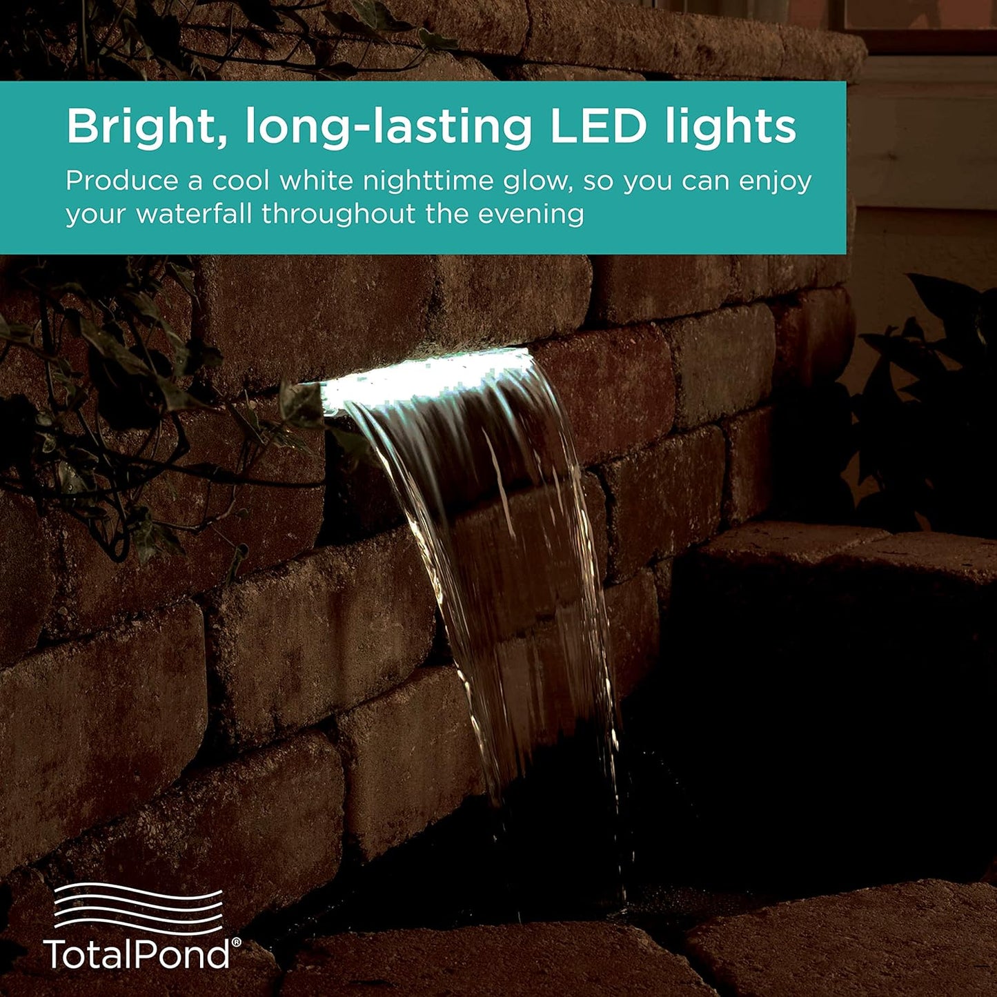 TotalPond LED Lighted Waterfall Spillway, 14", White