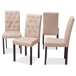 Set of 4 Gardner Modern and Contemporary Finished Fabric Upholstered Dining Chair - Beige