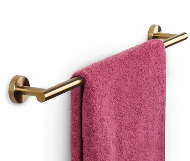 Bath Towel Bar - 24 inches - Round Design (Brushed Gold)