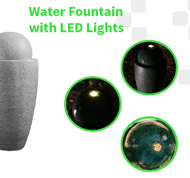 XBRAND Green Water Fountain w/ LED Lights