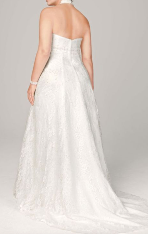 A-Line Lace Plus Size Wedding Dress with Beading