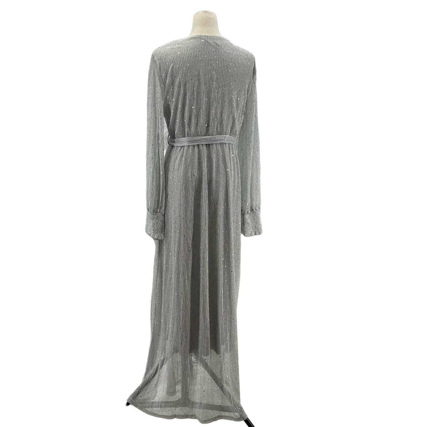 Maxi Dress Silver with Crystal AB Rhinestones Large