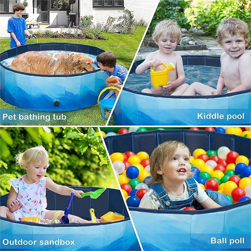 Foldable Dog Pool, Swimming Pool Outdoor, 47" X 12", L, Blue