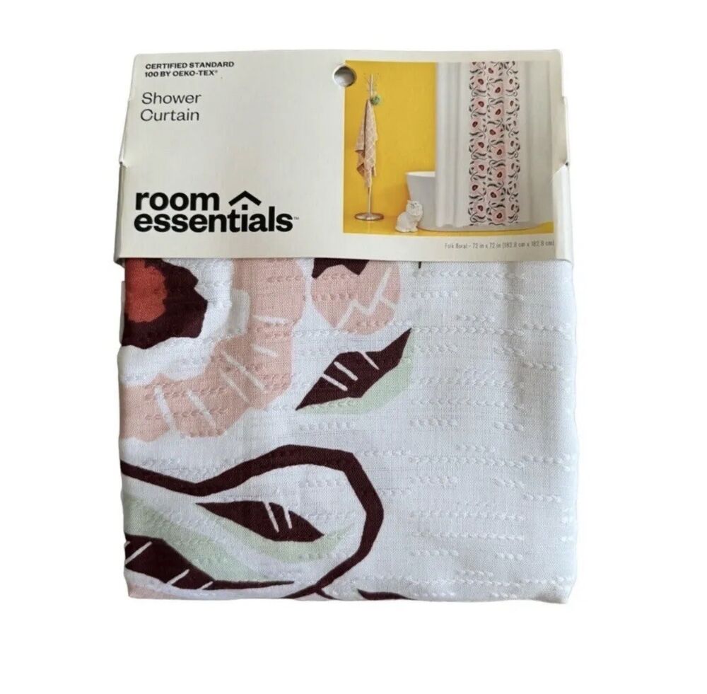 Room Essentials Folk Floral Print Shower Curtain (72x72)