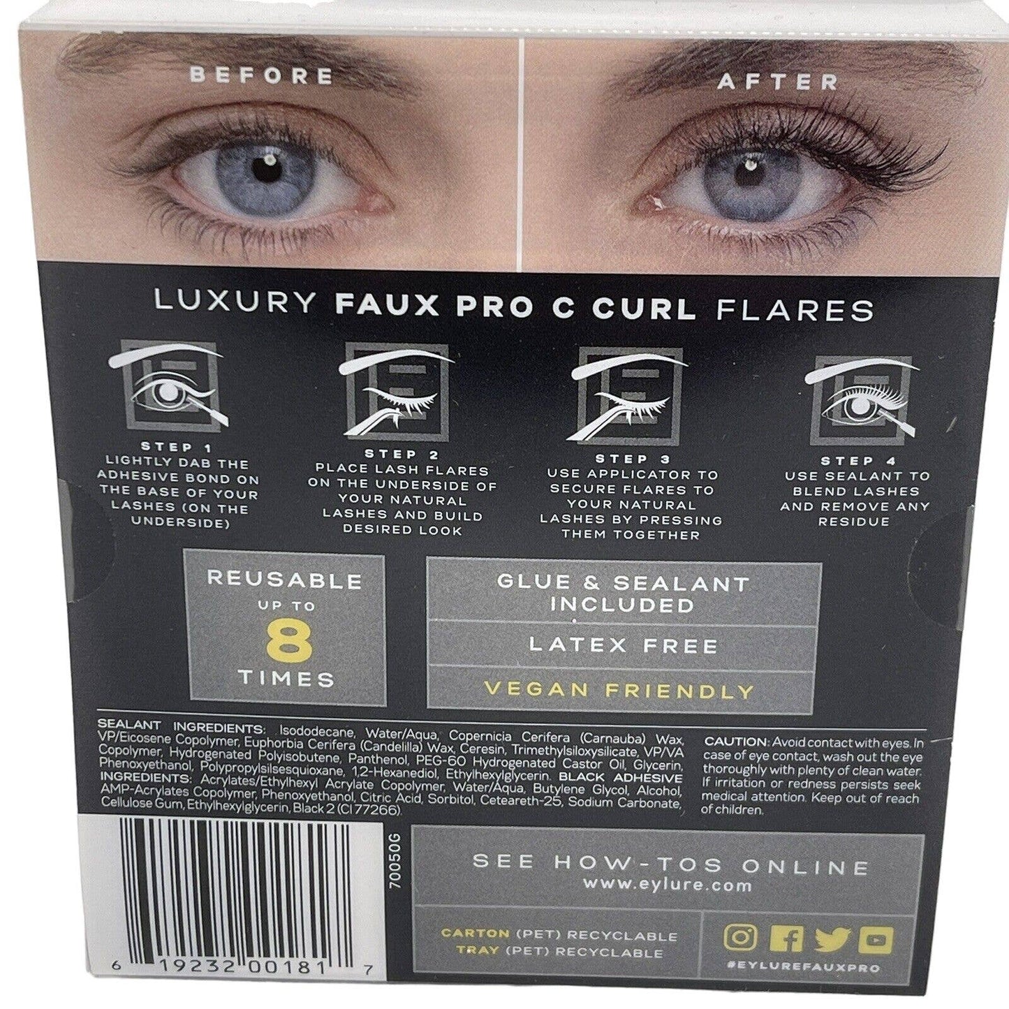 Eylure Faux Pro C Curl Clusters False Eyelashes Luxe Lash Extension Kit