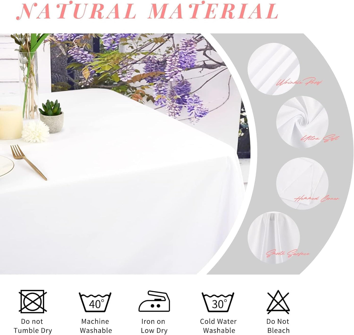 6 Pack Tablecloth 60 x102 inch Polyester Table Cloth for 6 Foot Rectangle Tables