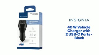 Insignia™ - 40W Dual USB-C Port Vehicle Charger - Black