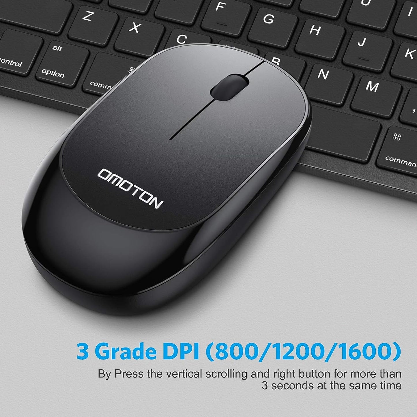 OMOTON Bluetooth Keyboard and Mouse Combo- Black