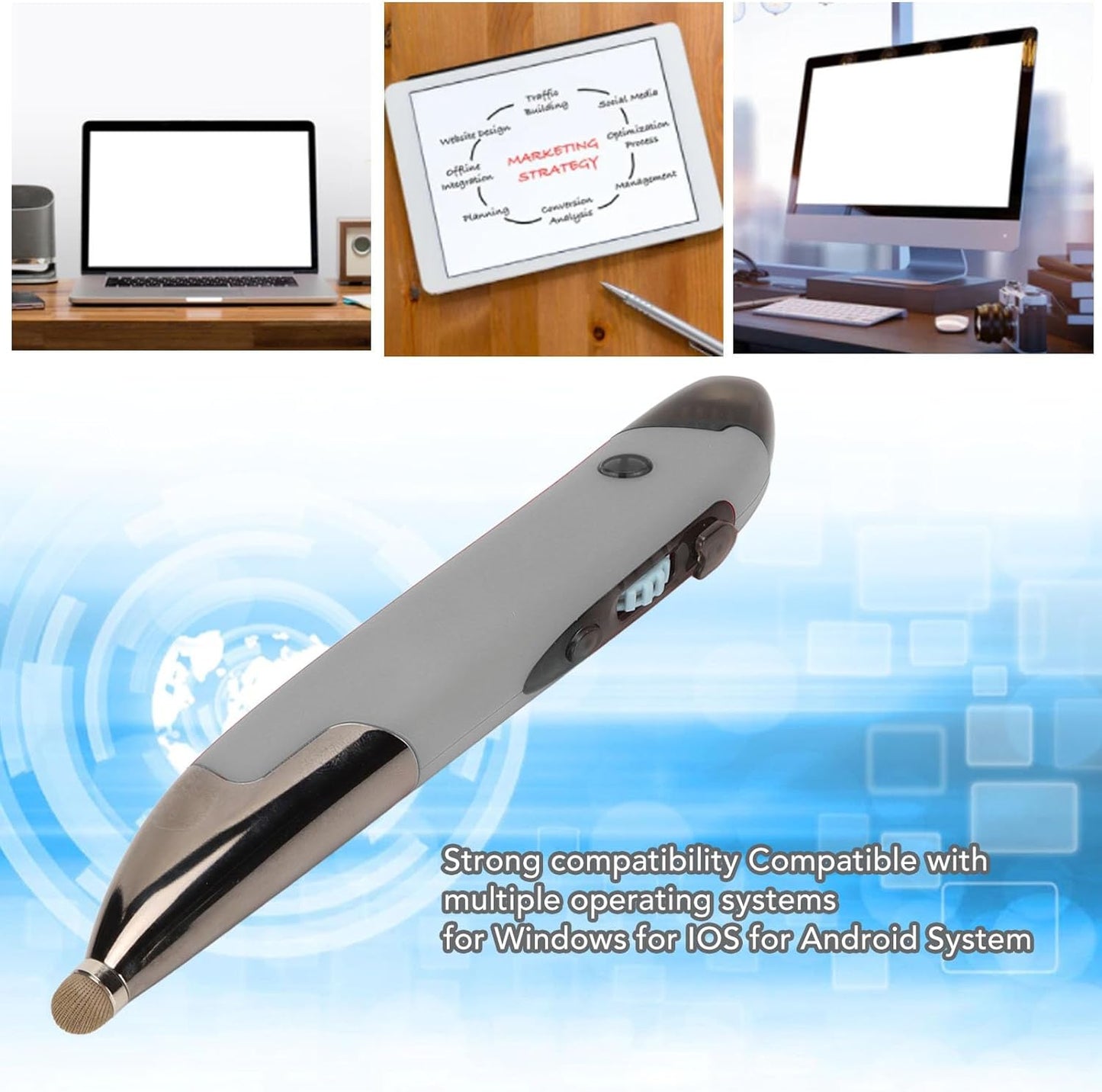 Wireless Optical Pocket Pen Mouse (Silver Gray)
