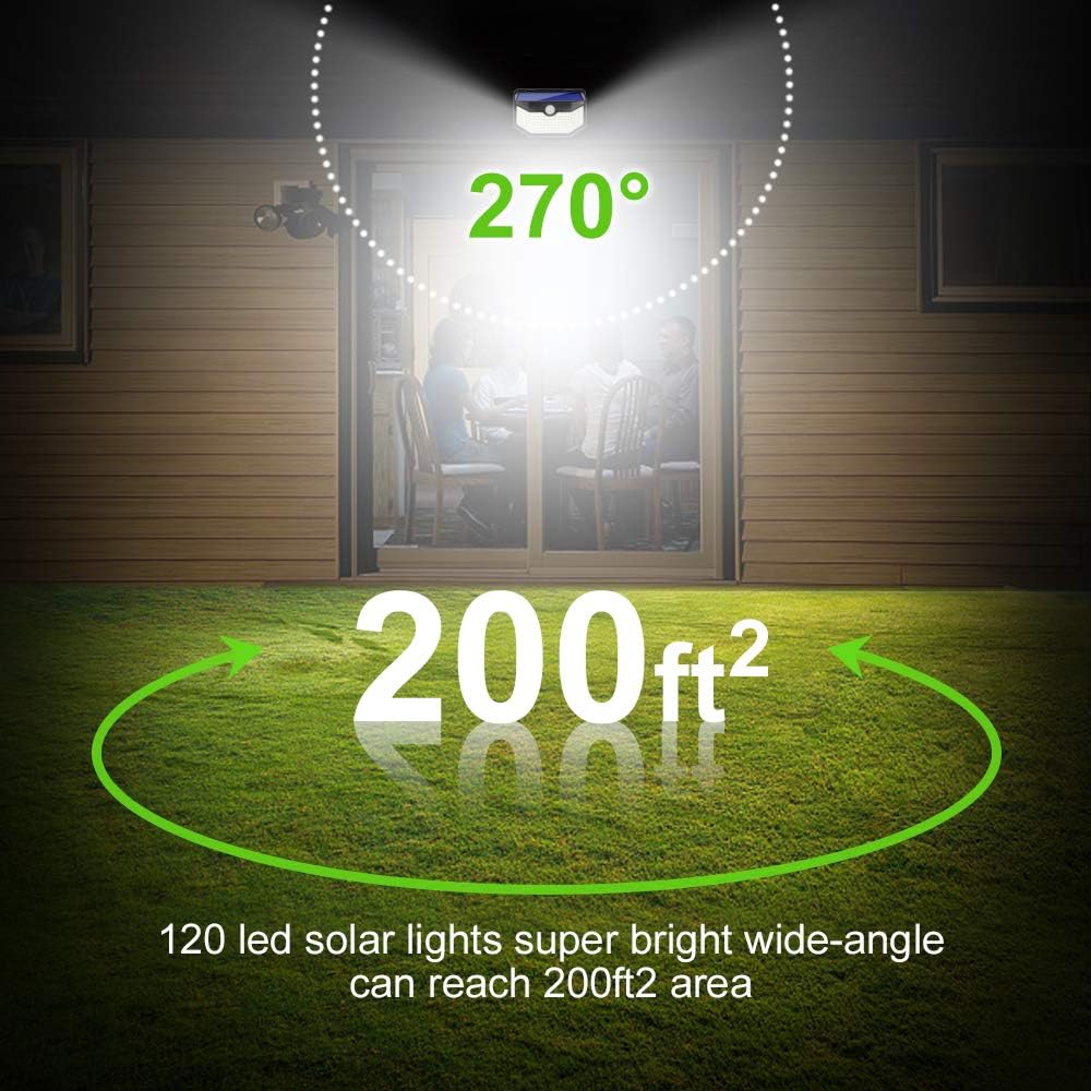 Solar Lights Outdoor 120 LED ,Solar Motion Sensor Security Lights, (4Pack)