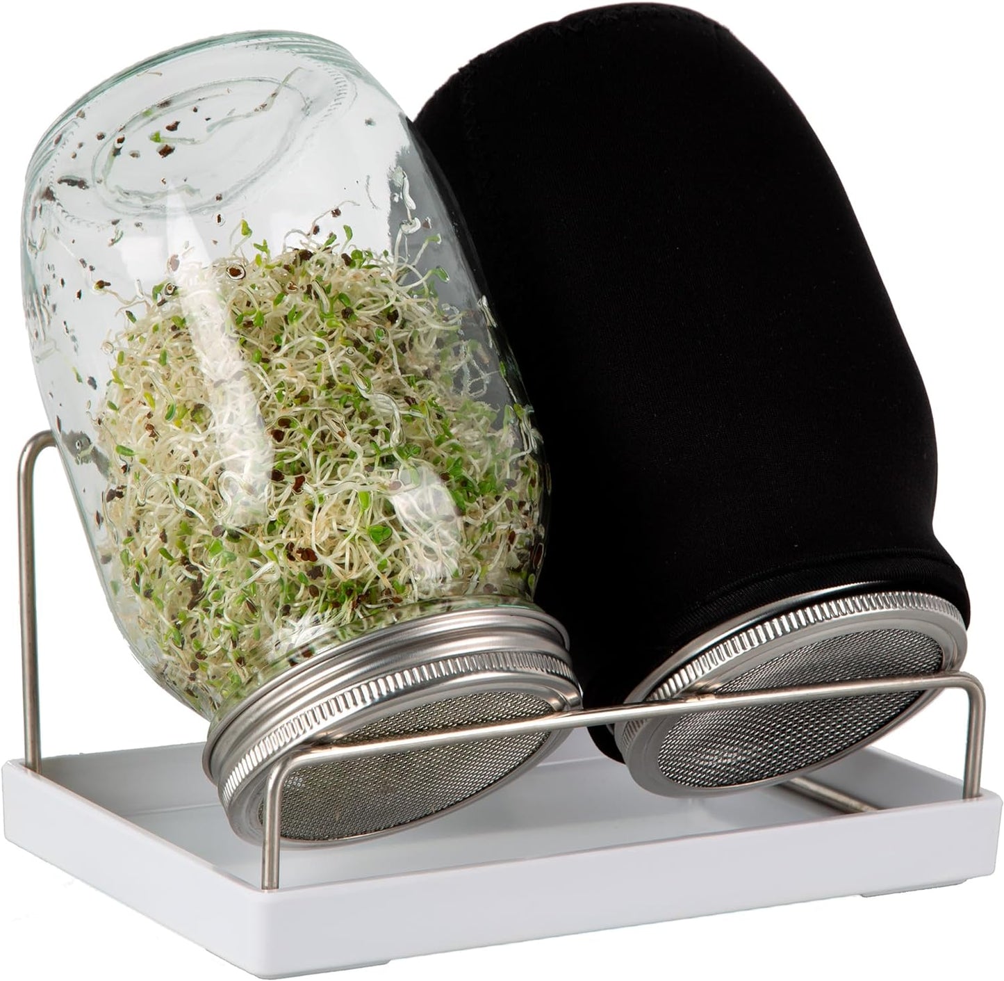 Sprouting Jar Kit, 2 Large Wide Mouth Sprouting Jars with Blackout Cover,