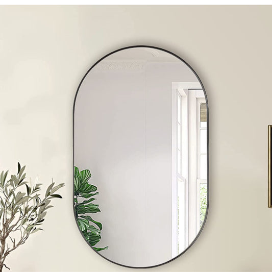 Andy Star Black Oval Bathroom Mirror